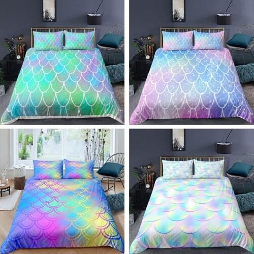 Colored Scales Bedding Set 2/3Pcs Duvet Cover & Pillowcase(s) 3D Printed Quilt Cover Home Textile Gift