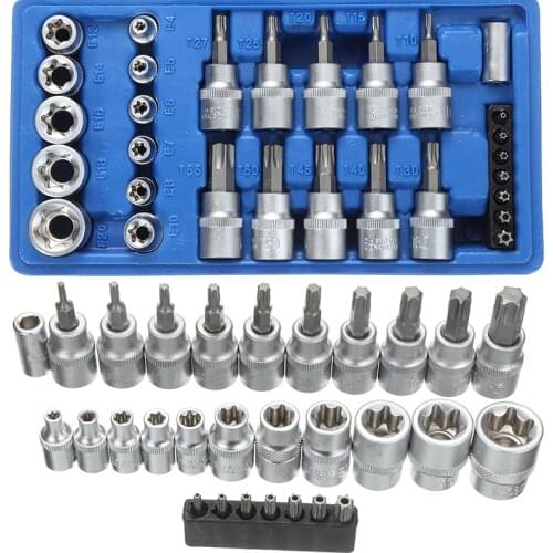29PC 1/4 3/8 1/2 Male Female Socket Bit Set Torx Star Sockets Wrench Adapter Machine Motor Car Household Repair Tool