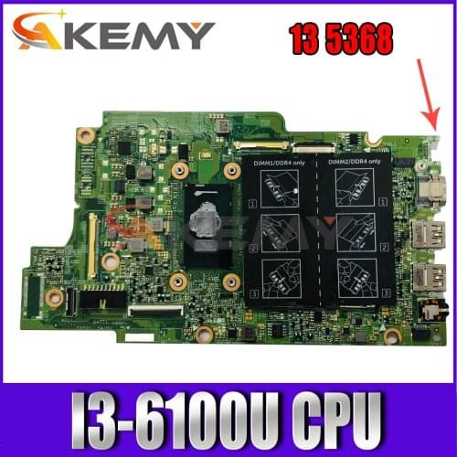 NEW I3-6100U For Dell Inspiron 13 5368 7368 5568 7569 7778 Motherboard 15296-1 X41DX DDR4 CN-0JV40X JV40X Mainboard 100%TEST