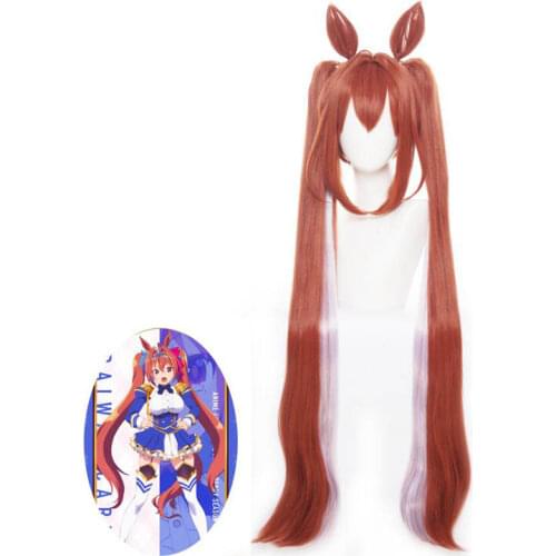 100cm Anime Uma Musume Pretty Derby Cosplay Wig Daiwa Scarle Cosplay Wig Headwear Brown Synthetic Hair Heat Resistant