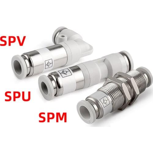 Pneumatic check valve hose straight pipe L-shaped partition SPU SPV SPM-4 6 8 10 12 air compressor quick air pipe plug connector