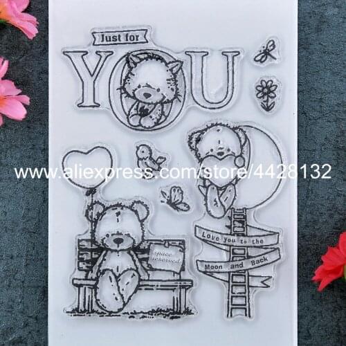 Just for You Heart Balloon Bear Scrapbook DIY photo cards rubber stamp clear stamp transparent stamp 11x16cm 9020229