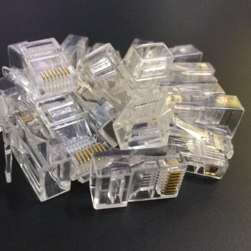 20PCS Cat5 Cat5e Network Connector rj45 Metal Cable Modular Plug Terminals Ultra Flexible Cable Pass Through Rg45 Connector
