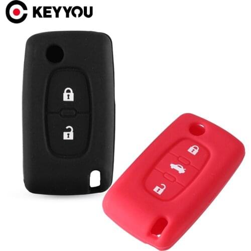 KEYYOU Silicone 2/3 Button Remote Flip Key Cover Case Fob For Peugeot 107 207 307 308 406 407 408 607 For Citroen C2 C3 C4 C5 C6