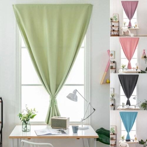 Solid Color Stick-on Curtain Bedroom Living Room Blockout Drape Blind Home Window Decor