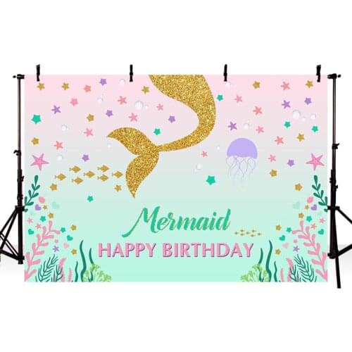 MEHOFOTO Vinyl Custom Photo Studio Background Photography Backdrop Under Sea Little Mermaid Shell Newborn Photo Background