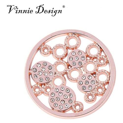 Vinnie Design Jewelry Hot Sell Gold Color Pendants 33mm Coin with Crystal for My Coin Pendant