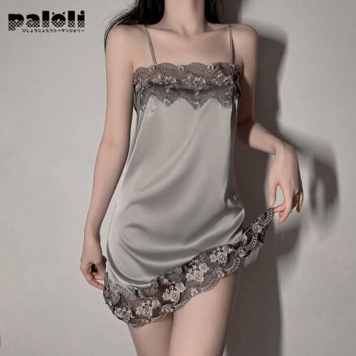 Women Sexy Lace Satin Sleepwear Female Temptation Backless Sling Nightdress Fashion Embroidered Strap Home Clothing 2021 New