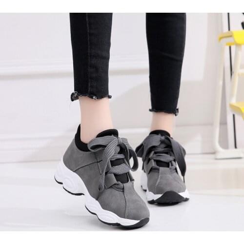 Ladies Platform Sneakers Ladies Lace-up Vulcanized Shoes Fashion Ladies Shoes
