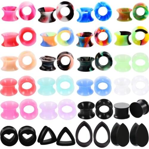1Pair 3-20mm Stretcher Silicone Ear Tunnel Plug Saddle Heart Silicone Ear Gauge Plugs Tunnel Flesh Expander Oreja Dilataciones