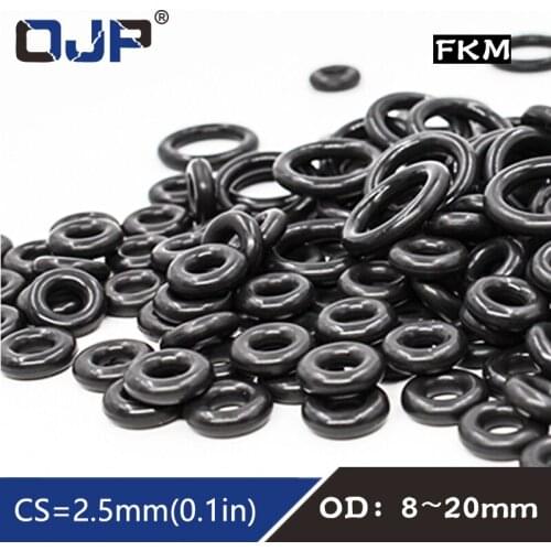10PCS/lot Fluorine rubber Ring Black FKM Seal OD8/9/10/11/12/13/14/15/16/17/18/19/20*2.5mm Rubber O-Ring Seal Oil Ring Gaskets