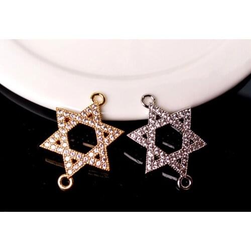 10 Pcs CZ Crystal Star Shape Double Bails Charm CZ zircon Micro pave Connector Jewelry Finding DIY Bracelet necklace CT150