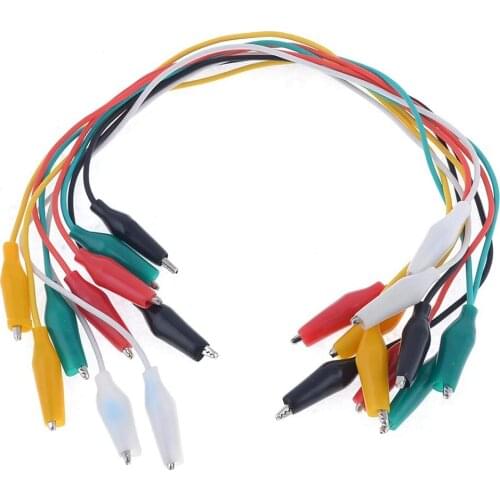 10pcs Crocodile Clips Electrical Double Ended Soldered and Stamping Test Lead with Insulated Alligator Clip Jumper Wire 5 Colors