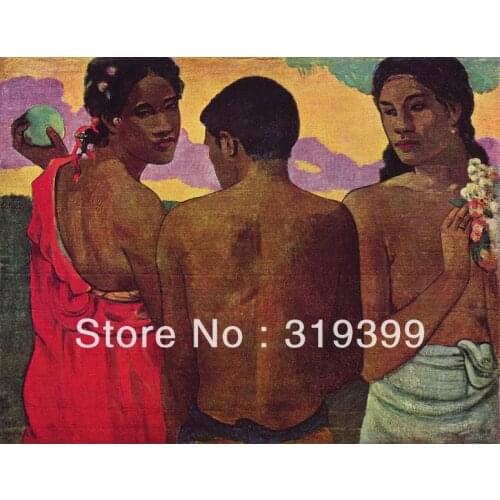 100% handmade Oil Painting Reproduction on Linen canvas,Three Tahitians by paul gauguin,Free DHL Shipping,impressionism painting