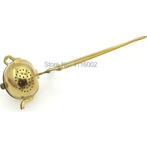100pcs Golden Color Stainless Steel Tea Infuser Creative Tea Pot Shape With Handle Tea Filters Teaware Tool