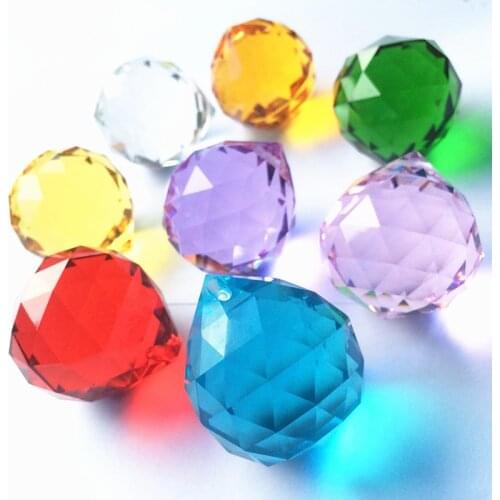 12Pcs 40mm Crystal Faceted Ball + 12psc Ring For Chandelier Crystal Replacement Wedding&X-MAS Decor Suncatche Fengshui products