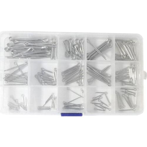 ABSF 150Pcs Split Pin Hairpin Pin Stainless Steel Spring Pin Latch Pin 304U Pin Box