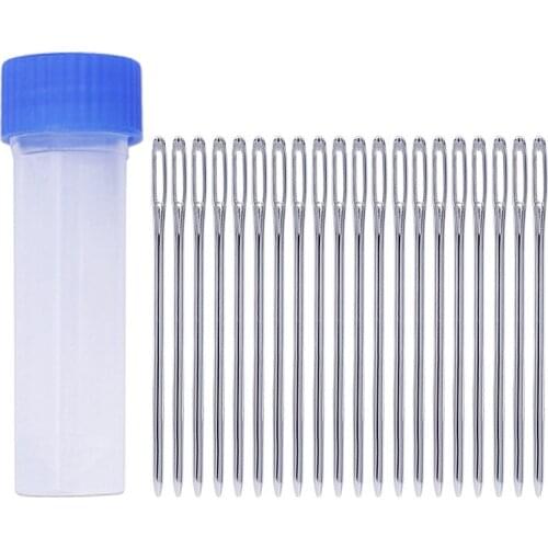 100/20pcs Leathercraft Sewing Needles Large Eye Blunt Stitching Needle Harness Round-pointed Needle Leather Hand Sewing Blunt