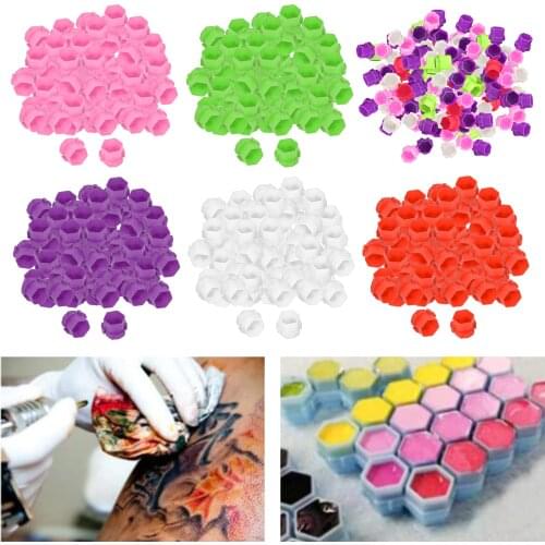 200 Pieces Plastic Honeycomb Pigment Holder Tattoo Ink Cups for Beginners