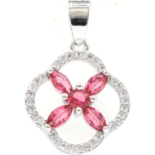 40x28mm Deluxe Flowers Shape Created London Blue Topaz Flowers Women White Zircon Silver Pendant