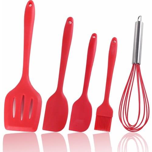 5-piece Eggbeater Set Food Grade Silicone Kitchen Scraper Sweeper Shovel Baking Tool Non-stick Cooker