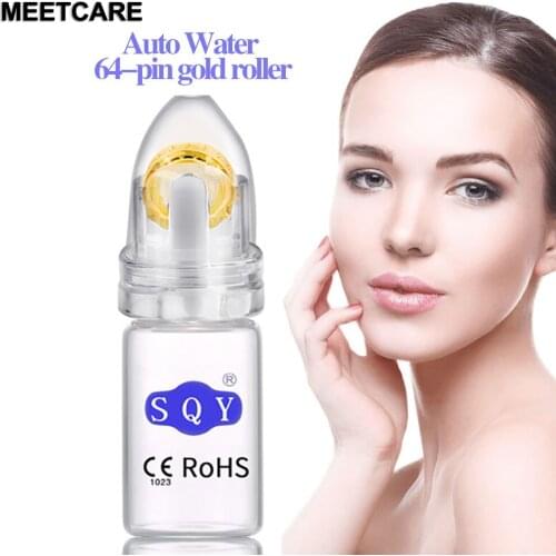 Derma Roller 64 Pin Titanium Tips with Bottle Microneedle 0.25mm Automatic Gold Derma Stamp Skin Care Anti Acne Injection