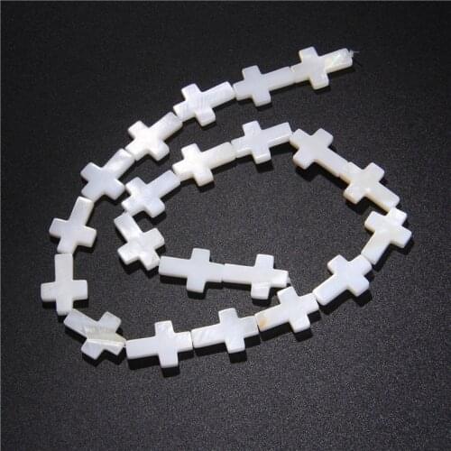 White Natural Mother of Pearl Shell crucifix shapes Beads shell Strand Mother Pearl Shell