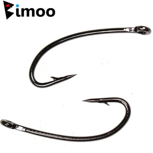 Bimoo 1000pcs Terrestrials Nymph & Dry Fly Tying Hook Straight Eye 3X Long Shank Standard Wire Black Nickel Fishing Hooks 9 Size
