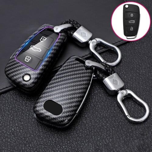 ABS Carbon Fibe Car Remote Key Full Cover Case For Audi Q3 Q5 Q7 A1 A3 A4L A6L A8 8S B9 TT S3 S5 S6 S4 RS5 RS6 Key Protect Shell