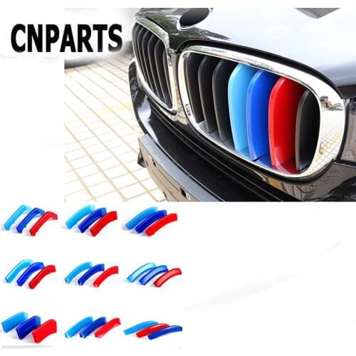 CNPARTS 3pcs For BMW X5 E70 F15 X1 E84 F48 X3 F25 X4 F26 X6 E71 F16 3D M Car Front Grille Trim Strips Cover Motorsport Stickers