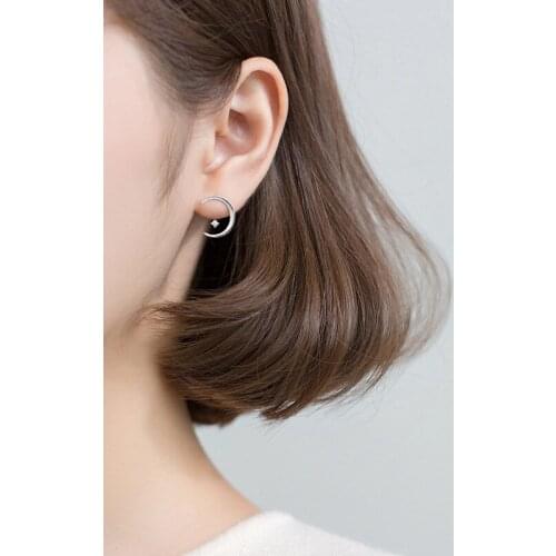 Colusiwei Moon Stud Earrings for Women Authentic 925 Sterling Silver Fashion Meniscus CZ Earings Studs Korean Design Jewelry