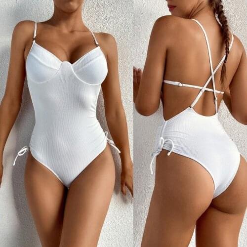 GaoLongBu White One-piece Swimwear