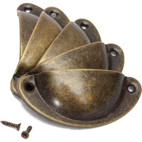 Hakkin 10PCS Retro Metal Kitchen Drawer Cabinet Door Handle Furniture Knobs Handware Cupboard Antique Brass Shell Pull Handles