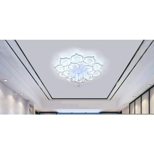 Intelligent control household white LED K9 crystal chandelier for living room, bedroom, dining hall lighting