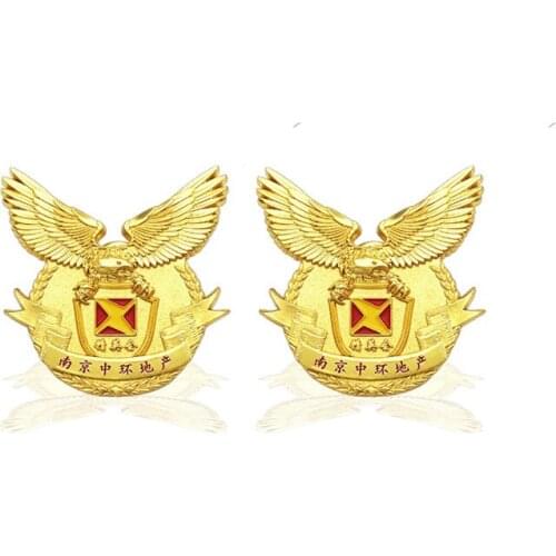 Custom military badge high quality electroplated gold badges
