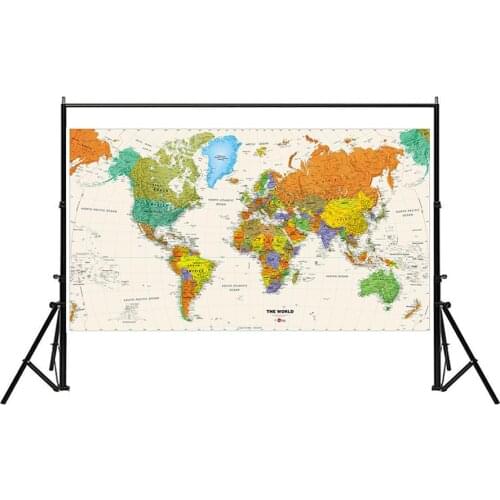 The World Map Physical Map 150x225cm Non-Smell Foldable World Map Wall Sticker Without National Flag for Travel and Trip