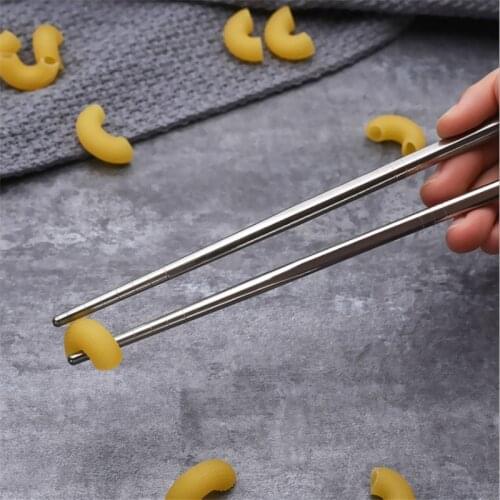 1 Pairs Chinese Metal Chopsticks Non-slip Stainless Steel Chop Sticks Set Reusable Food Sticks Chop Sticks Tableware Silver