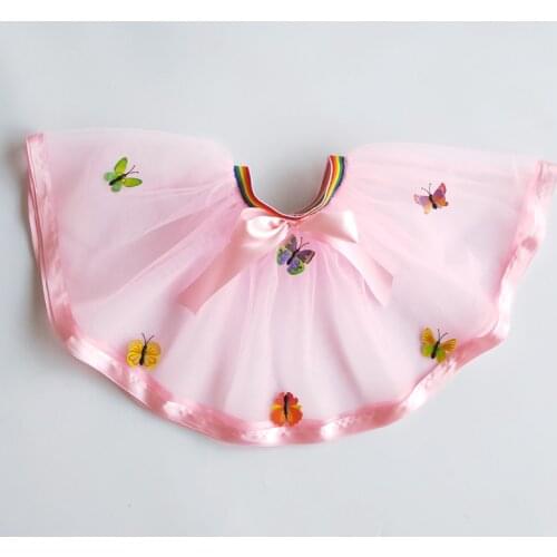 Butterfly Summer Baby Pink Tulle Tutu Skirt Colorful Pom Princess Mini Dress Children Clothing Pettiskirt Girl Clothes