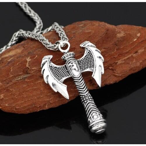 Men Viking axe amulet Nordic Pendant necklace with gift bag