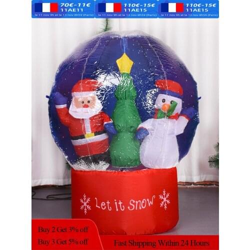 Inflatable Christmas Indoor Decorations 1.2m Circle Wrapped with Santa Claus Christmas Tree and Snowman Inflatable Toys