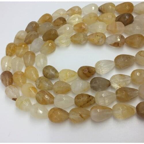 13x18mm Natural Lemon Yellow Citrine Ellipse Water Drop Gemstone Faceted Beads Quartz Nuggets Shape Beads Energy Crystal Yoga