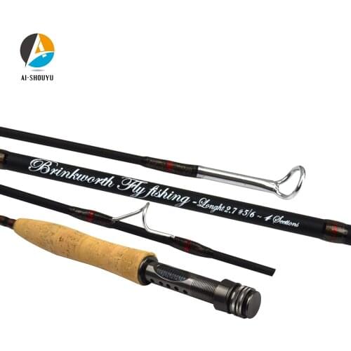 AI-SHOUYU New Arrival Fly Fishing Rod Carbon Fiber Fast Action Fly Rod 4 Section Soft Cork Handle Fishing Tackle