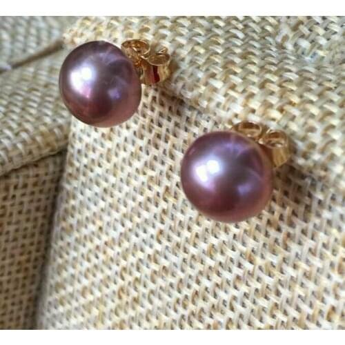 A pair of 9-10mm south sea lavender pearl earring