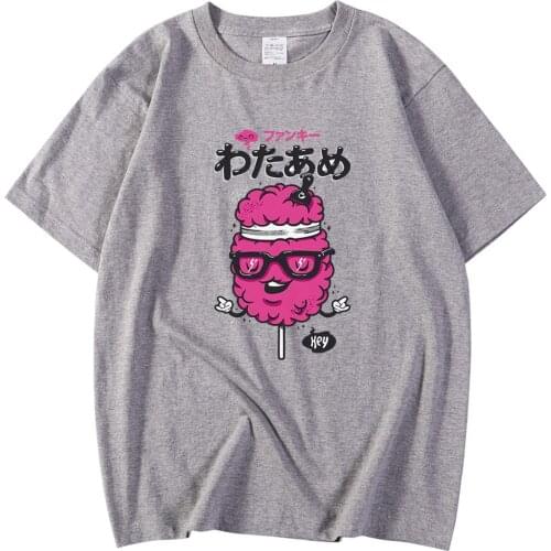 Casual Loose Man Tshirts Regular Sleeves Tshirts Cotton Candy Character Image Print Clothes Crewneck Breathable Tees Shirt Male