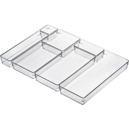 Transparent Drawer Storage Box Without Cover Free Combination Cosmetic Stationery Plastic Organizer Box For Small Things