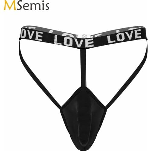 Sexy Mens Underwear Jockstraps Elastic Waistband Thongs Bulge Pouch Strappy T-back Open Butt G-string Letter Printing Underwear