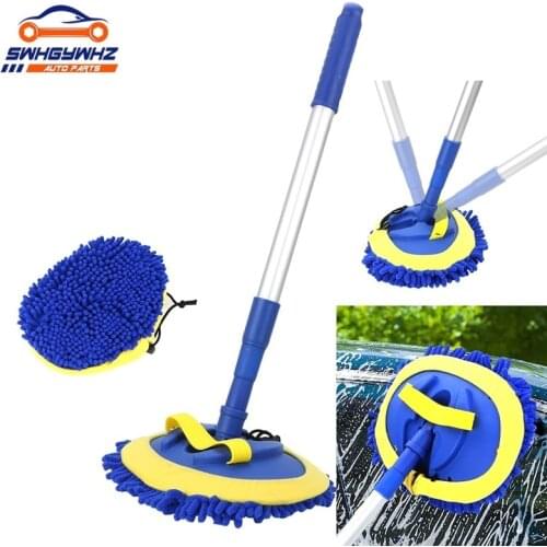 Car Cleaning Brush Telescoping Long Handle Cleaning Mop Chenille Broom Wash Brush Auto Accessories