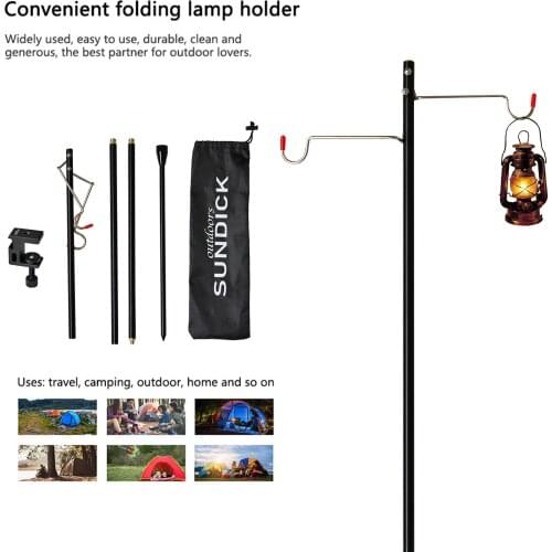 Folding Lantern Post Pole - Portable Lamp Stand Hook, Collapsible Hanging Light Stand Holder for Camping Fishing Picnic BBQ