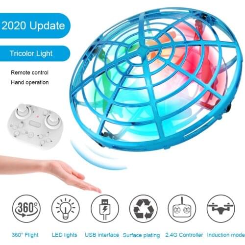 Mini LED Drone UFO Remote Control Hand Operated Levitation RC Helicopter Anti-collision Induction Toy Drone Gift For Children