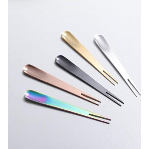 1pcs Fruit Fork Dessert Spoon 2 in1 Multifunctional 18/8 Stainless Steel Fork For Kids Food Picks Kitchen Accessories Tableware